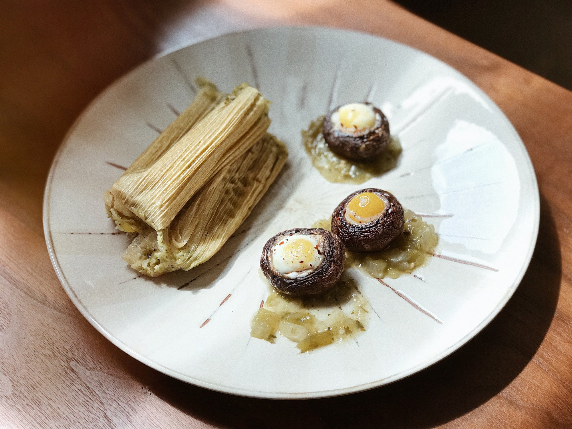 Cheese Tamales + Stuffed Mushroom with Quail Eggs Recipe