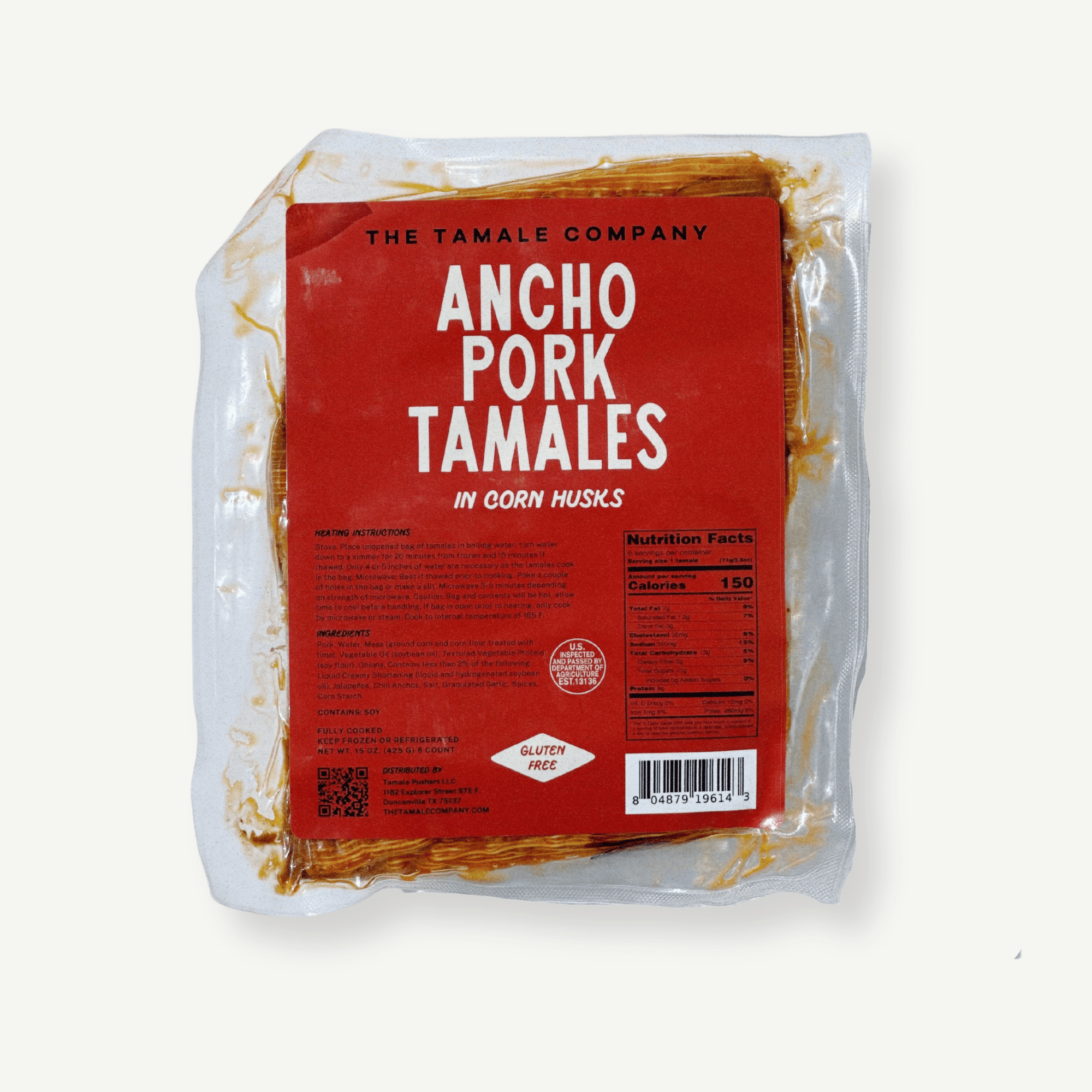Dozen Ancho Chili Pork Tamales - The Tamale Company